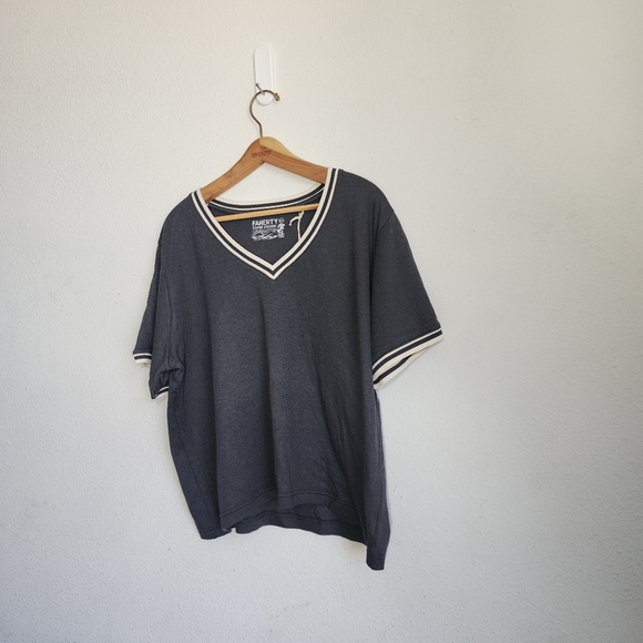 Faherty Women's Short Sleeves V-neck Cloud Cotton T-shirt, Size XXL Gray - Picture 10 of 15